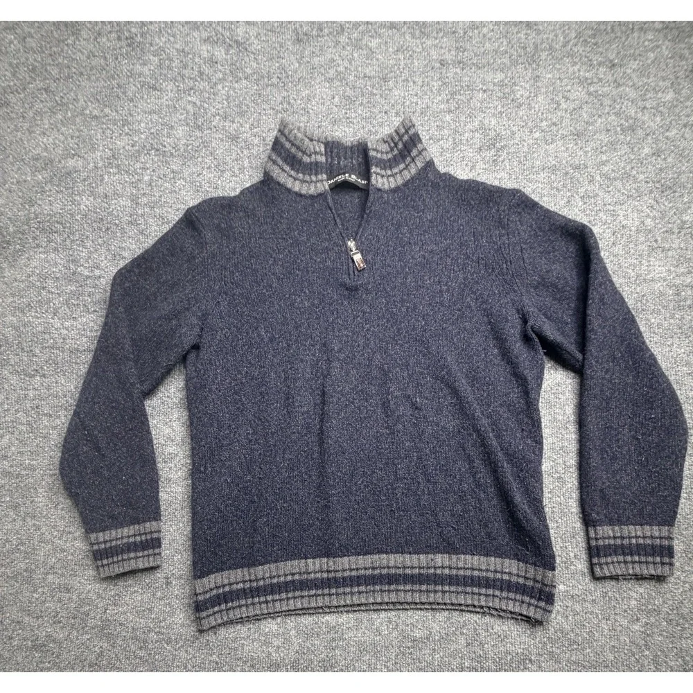 Daniele Blasi Sweater Mens Large Navy Blue Wool Blend 1/4 Zip Made In Italy
